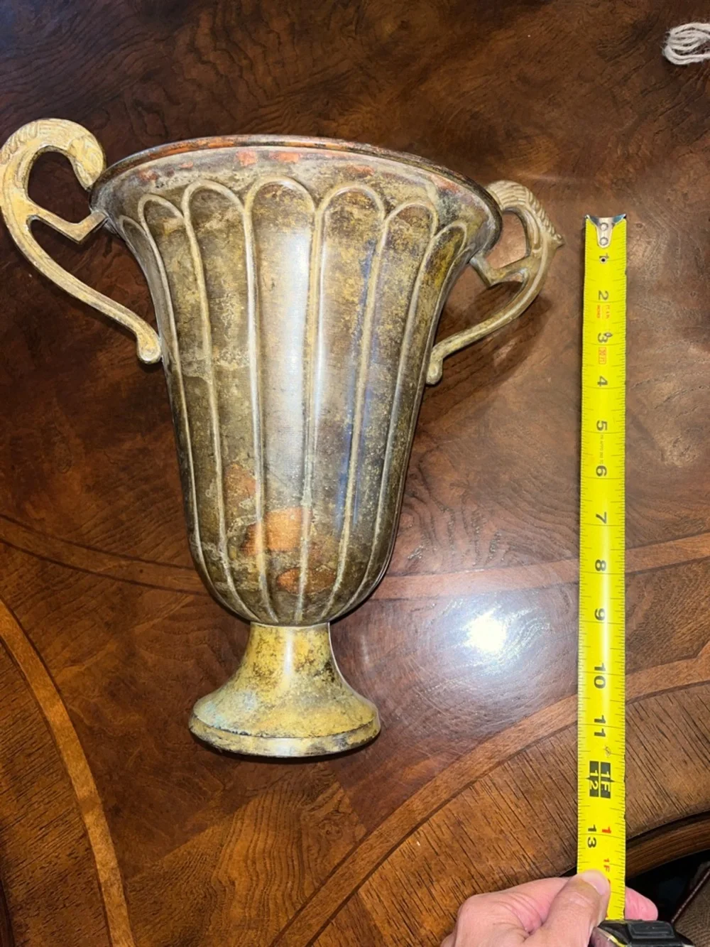 Vintage Two-Handled Trophy Vase in Aged Gold - Picture 7 of 9